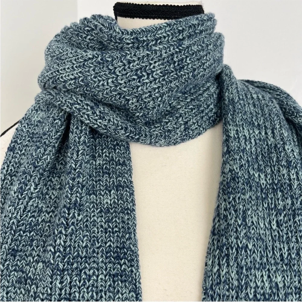 PACT, Knit Scarf Blue-Green w/Braided Tassels, Extra-Long, Excelt Cond, Size OS